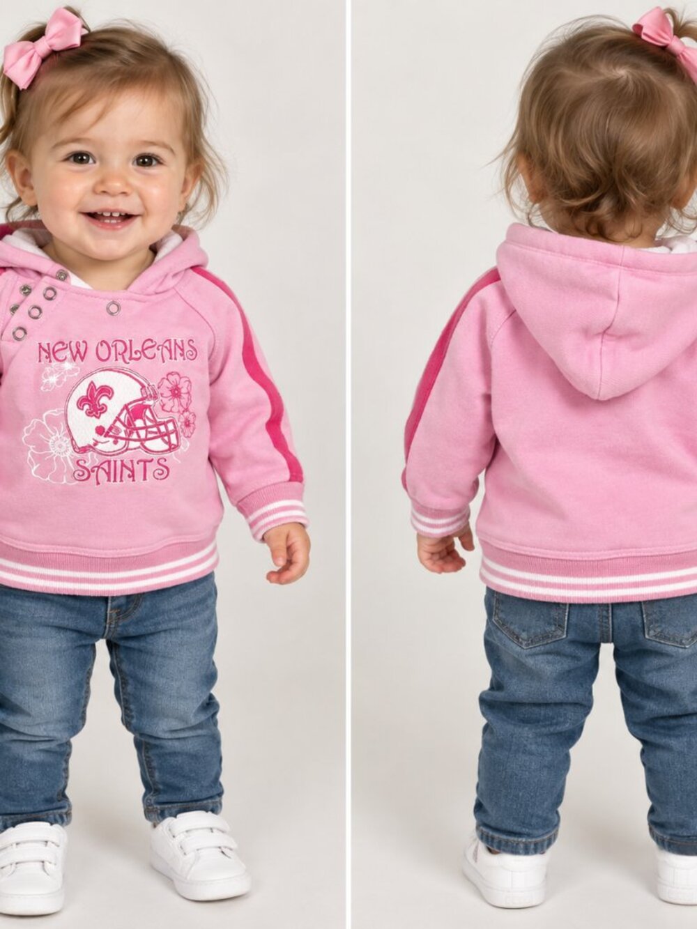 REEBOK NEW ORLEANS SAINTS PINK BABY HOODIE – 12M